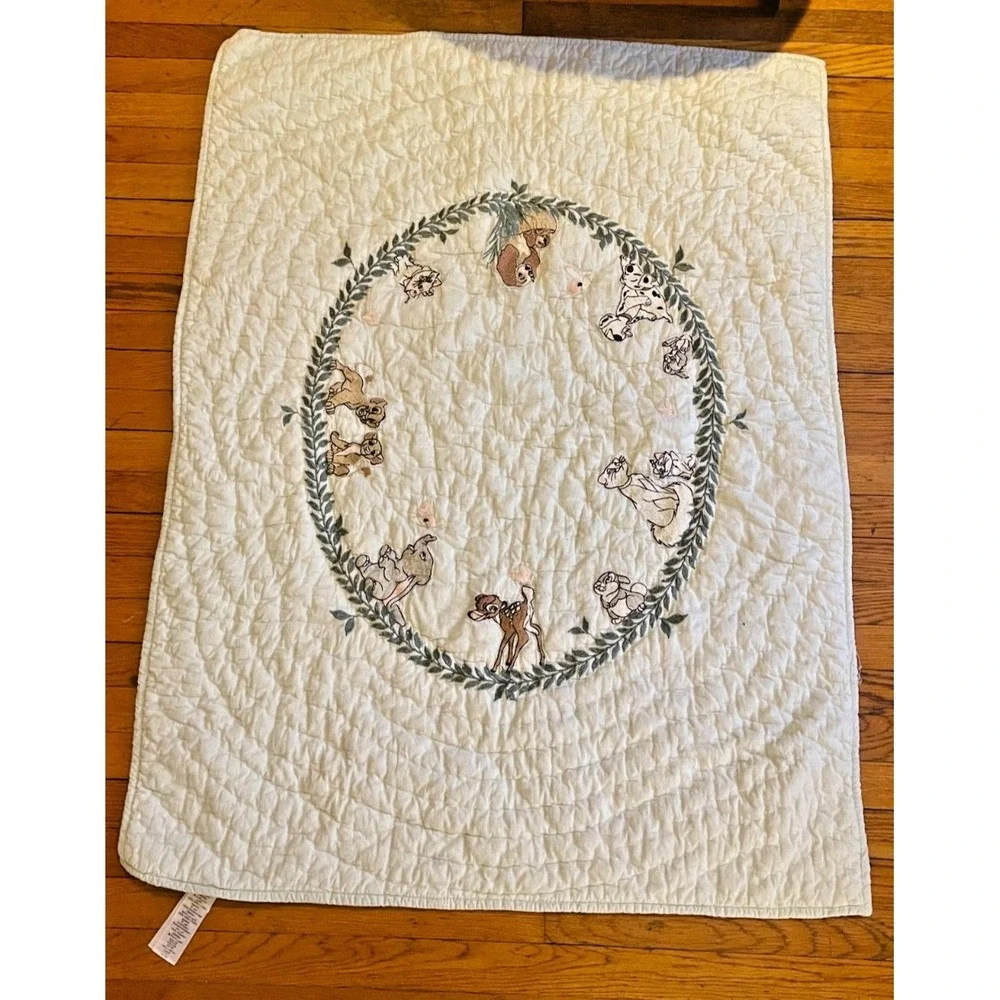 Pottery Barn Kids DISNEY Animals TODDLER Quilt Mint Green 36